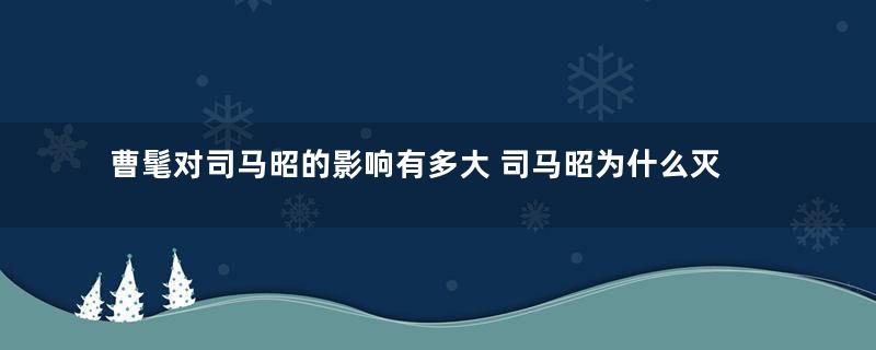 曹髦对司马昭的影响有多大 司马昭为什么灭蜀才敢称王